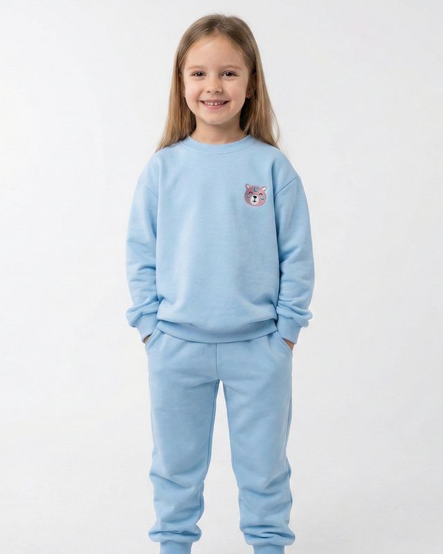 Bawełniany Komplet Dresowy z Haftem Misia