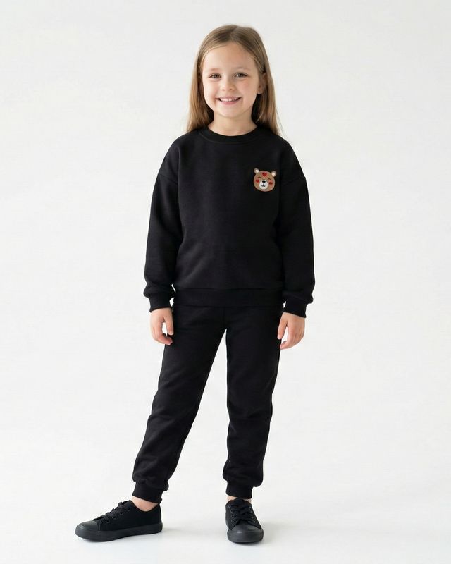 Bawełniany Komplet Dresowy z Haftem Misia