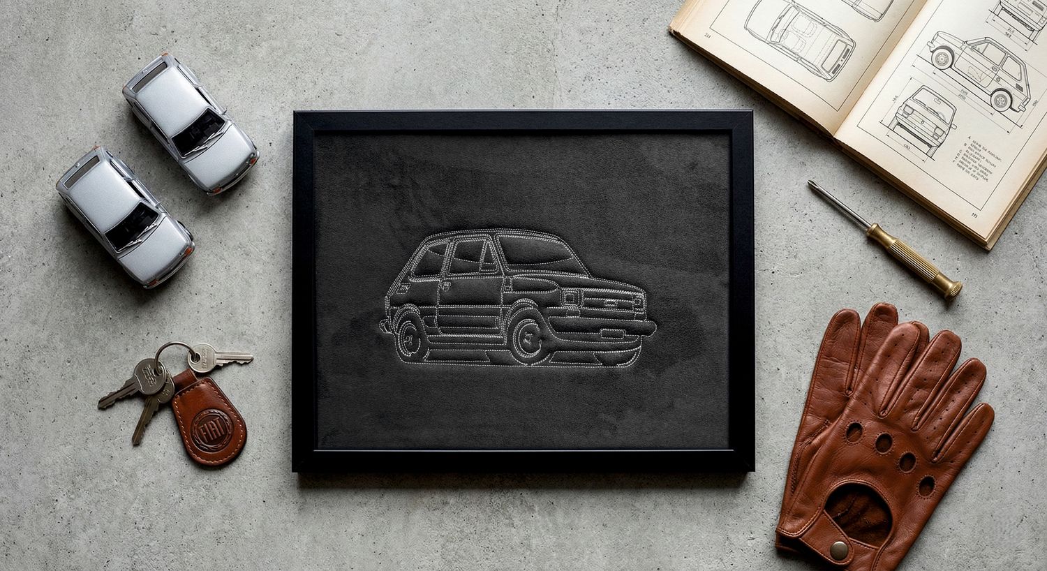 Haftowany obraz Fiat 126p "Maluch"