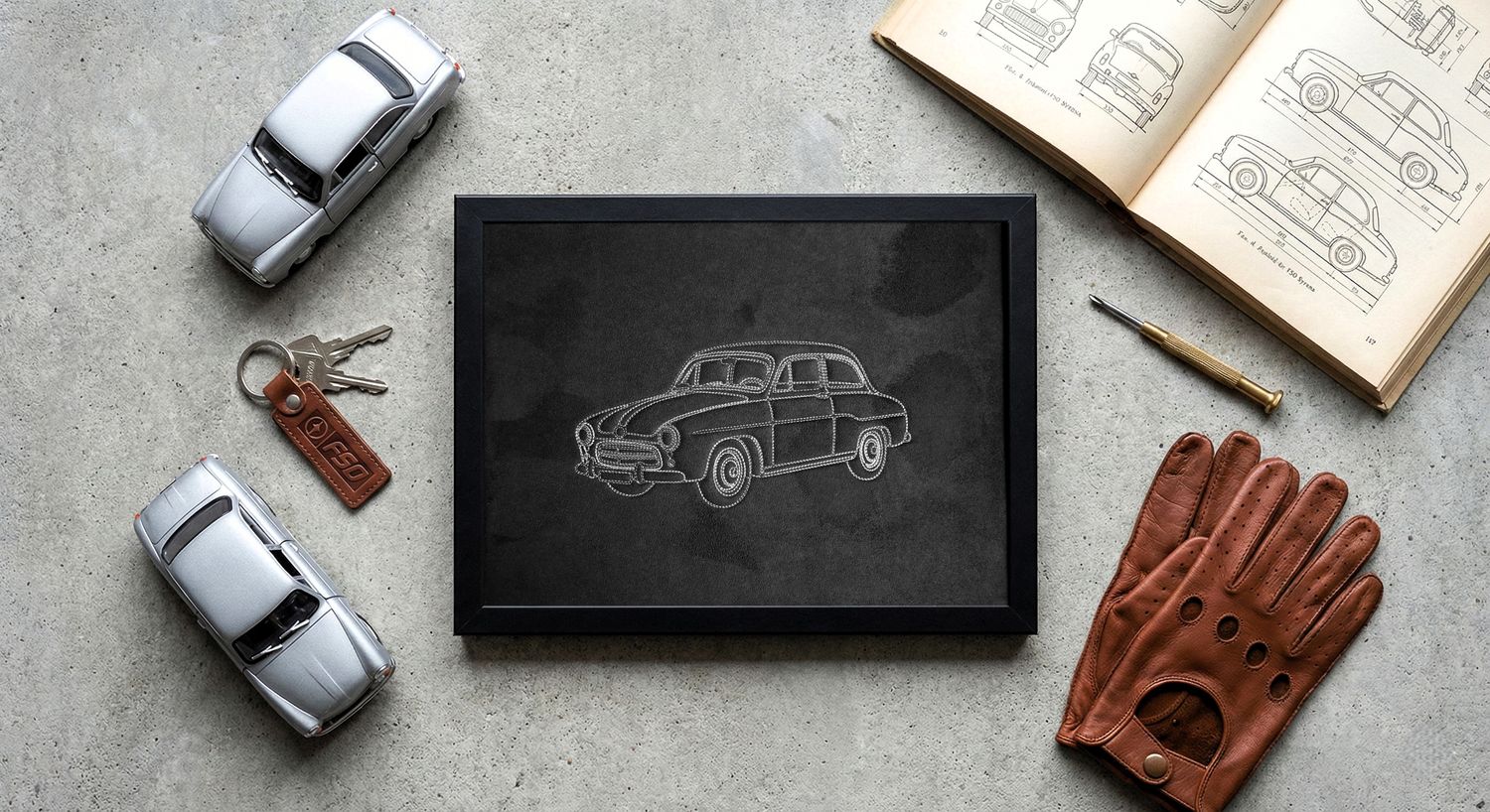 Haftowany obraz FSO Syrena