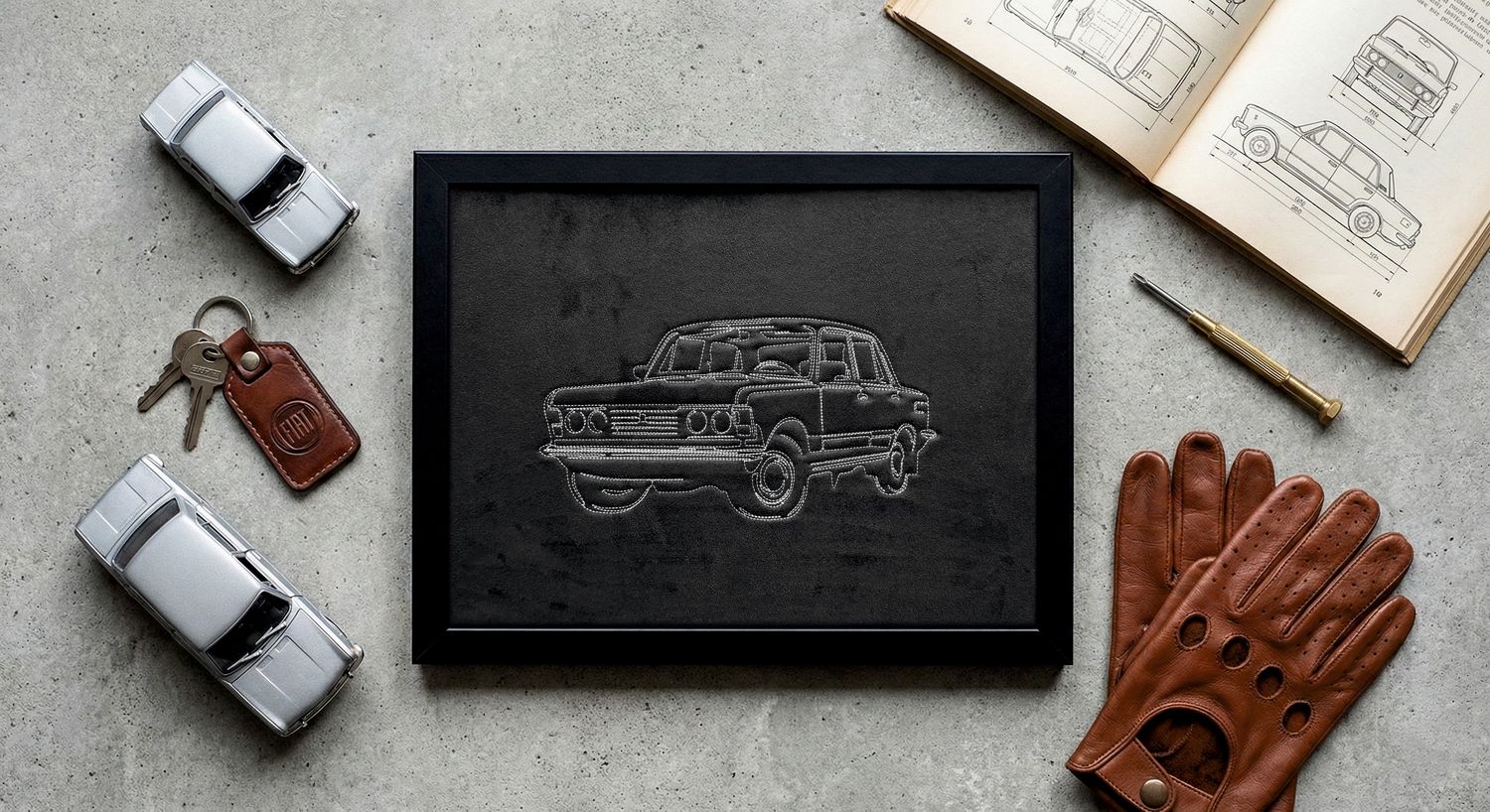 Haftowany obraz Fiat 125p