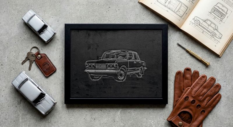 Haftowany obraz Fiat 125p