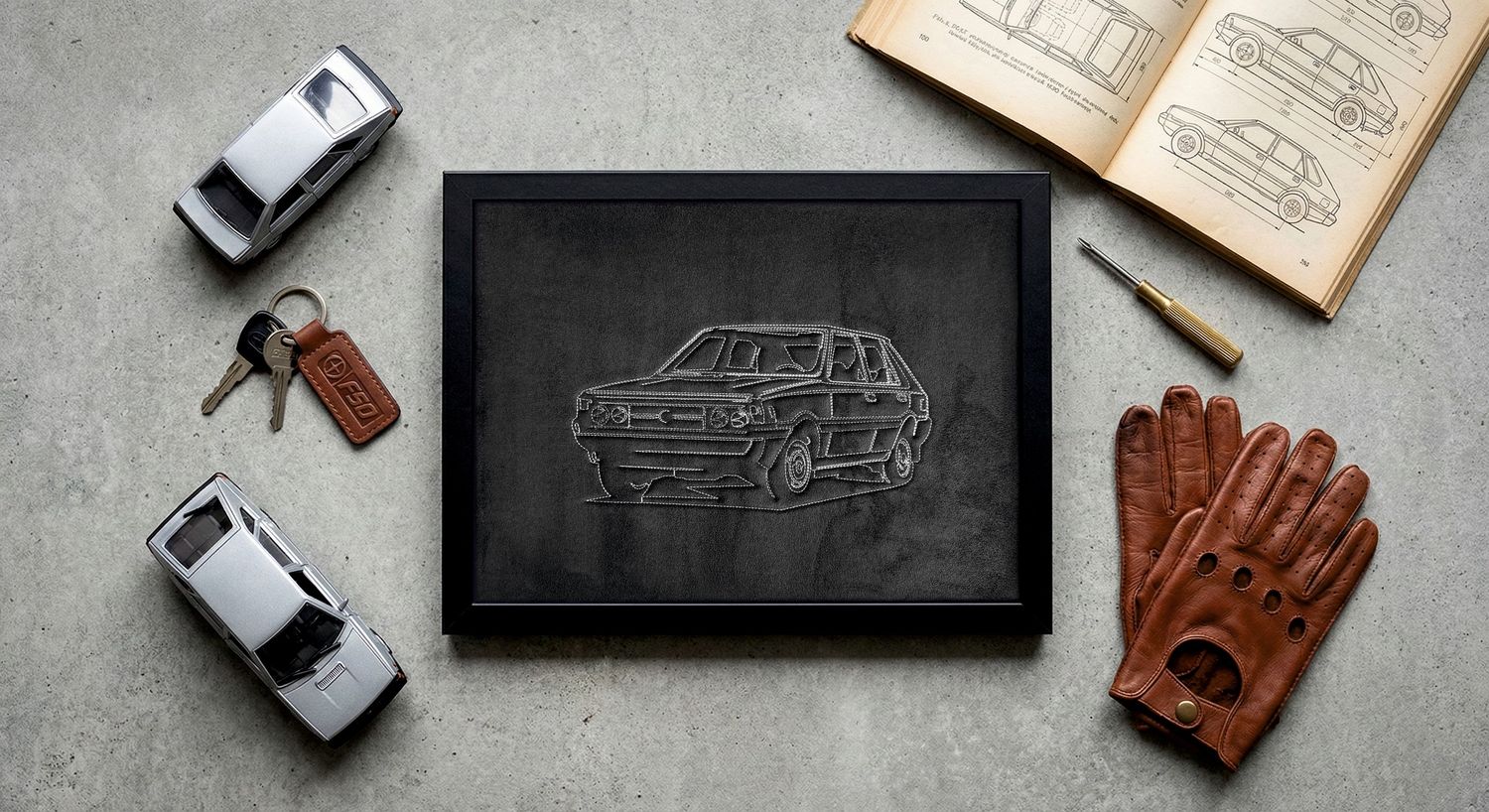 Haftowany obraz FSO Polonez