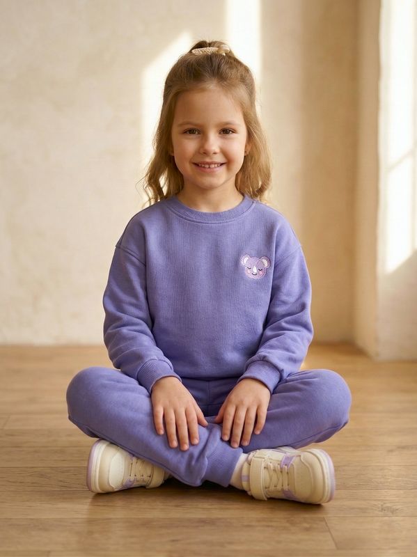 Bawełniany Komplet Dresowy z Haftem Koali