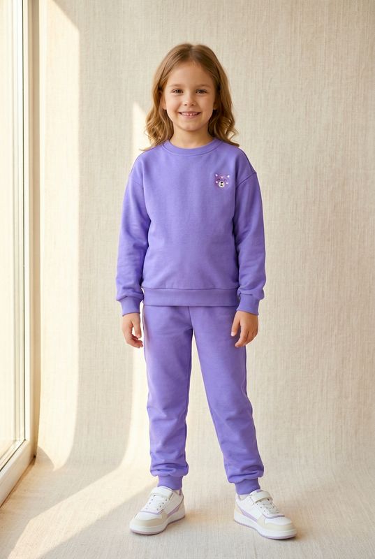 Bawełniany Komplet Dresowy z Haftem Misia