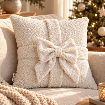 MAVO GIFT – Poduszka bouclé z ozdobną kokardą MAVO GIFT – Poduszka bouclé z ozdobną kokardą