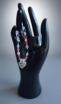 Handgefertigtes Edelsteinarmband , bunter Turmalin- Bergkristall Handgefertigtes Edelsteinarmband , bunter Turmalin- Bergkristall