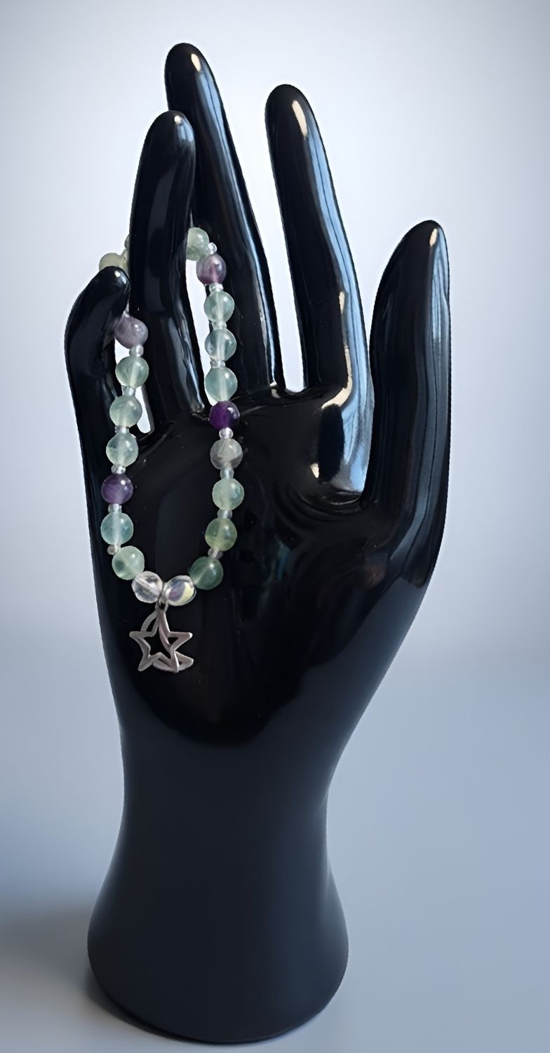 Handgefertigtes Edelsteinarmband – Regenbogen-Fluorit