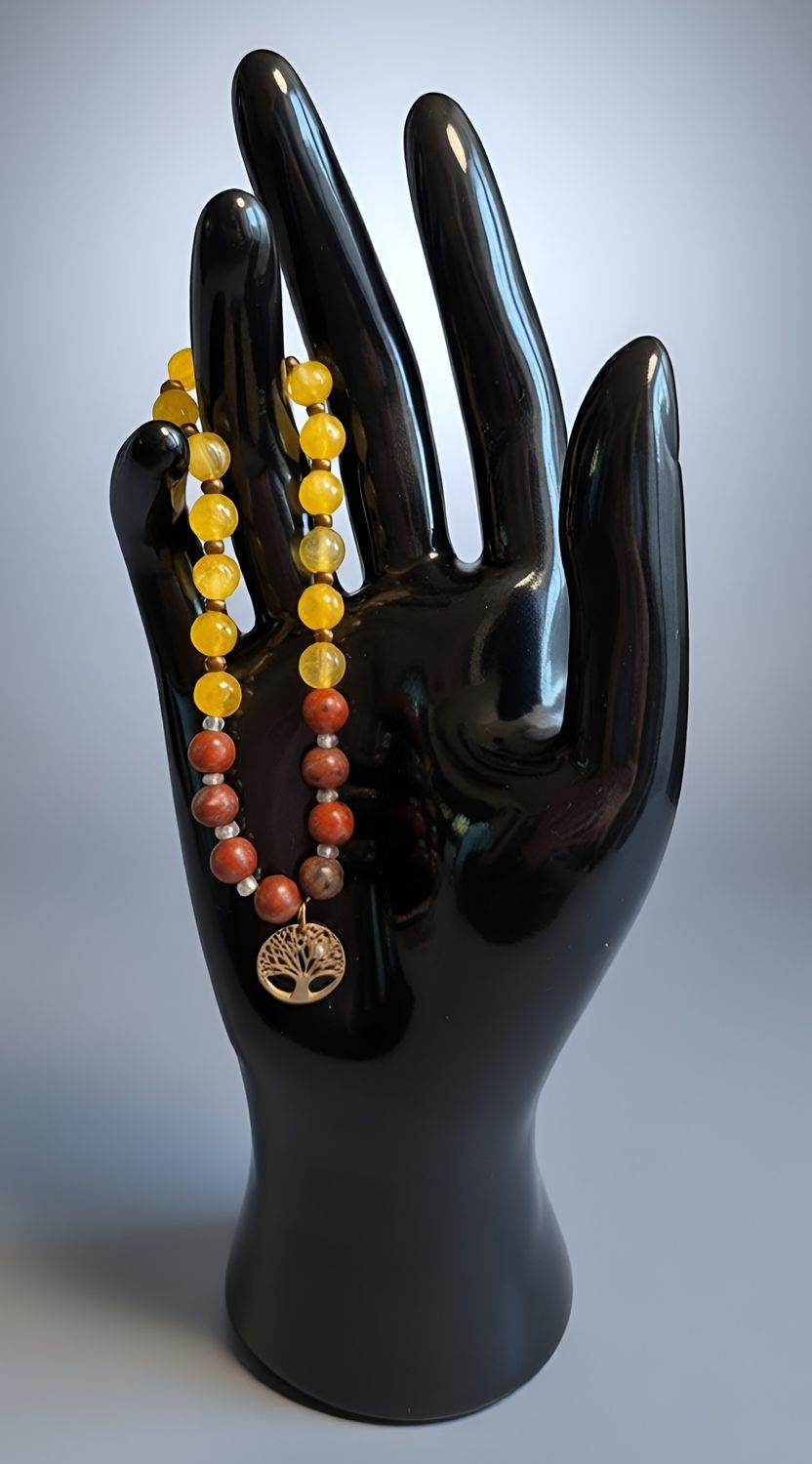Handgefertigtes Edelsteinarmband – Roter Jaspis &amp; Citrin