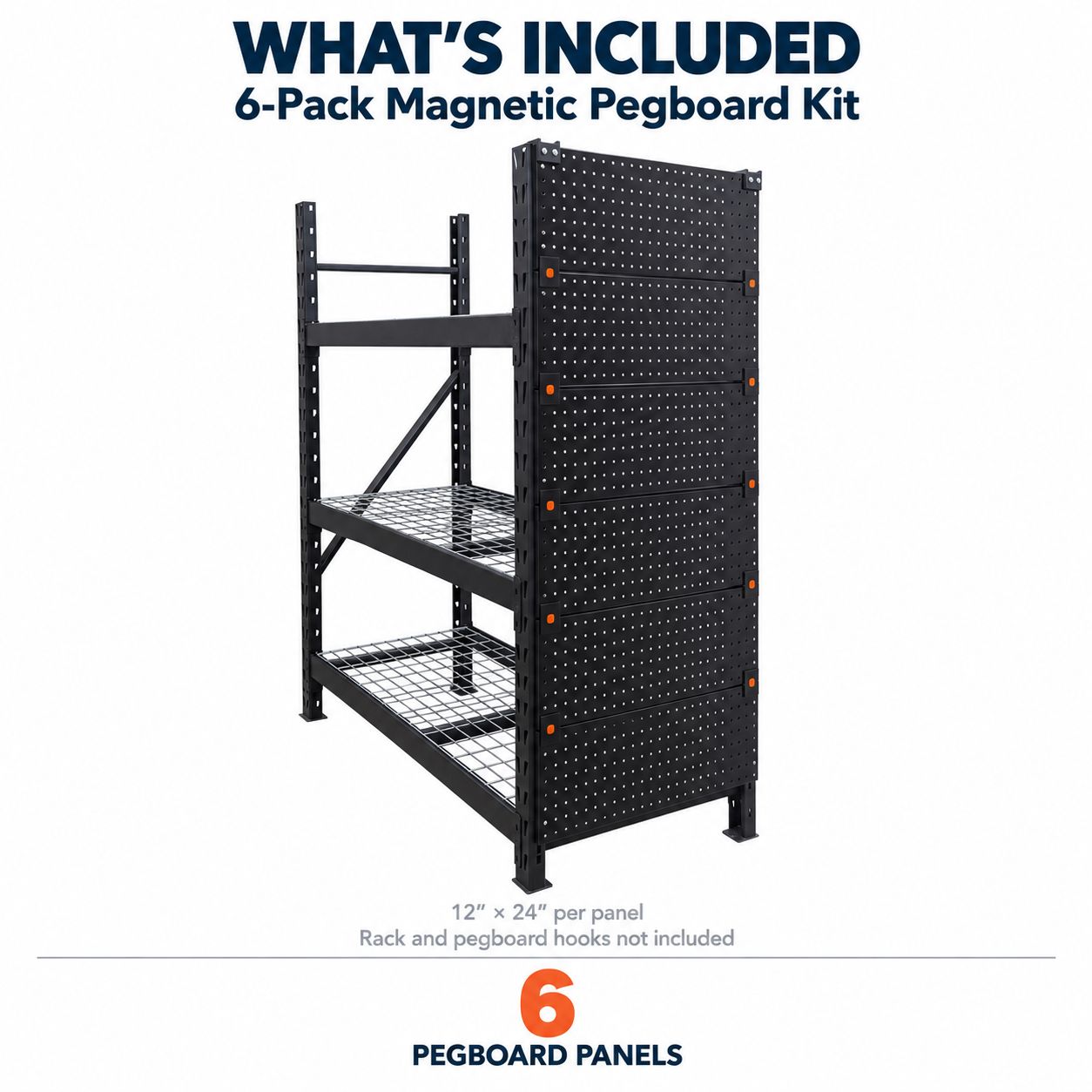 Pegboard Kit for Boltless Shelving - 6 Pack 24" x 12"