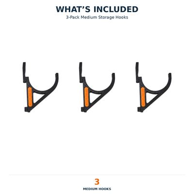 Medium Storage Rack Gear Hooks – 3 Pack