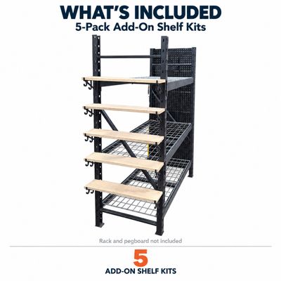 Rack-Ware Add-On Shelving Kit For Boltless Shelving - Five Pack Kit