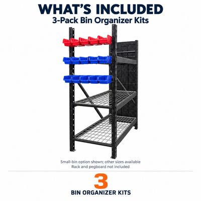 Part Bin Organizer Kit for Boltless Shelving - 3 Pack