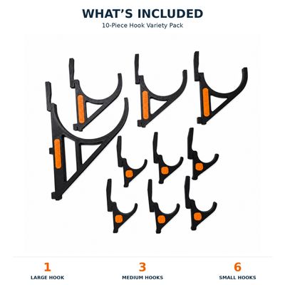 Rack-Ware Boltless Shelving Hooks – 10-Piece Variety Pack