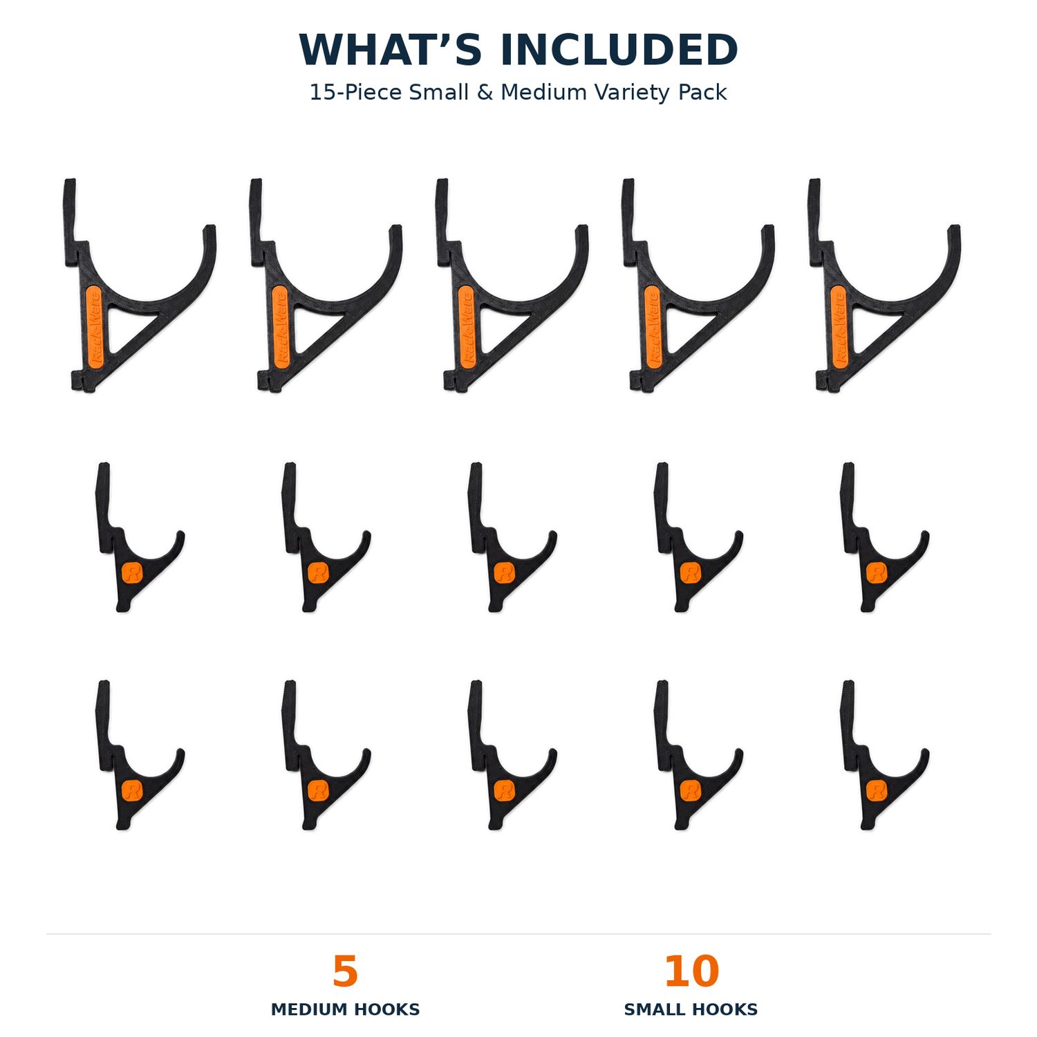 Small / Medium Pack Rack Gear Hooks – 15 Pieces