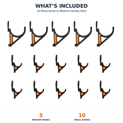 Small / Medium Pack Rack Gear Hooks – 15 Pieces