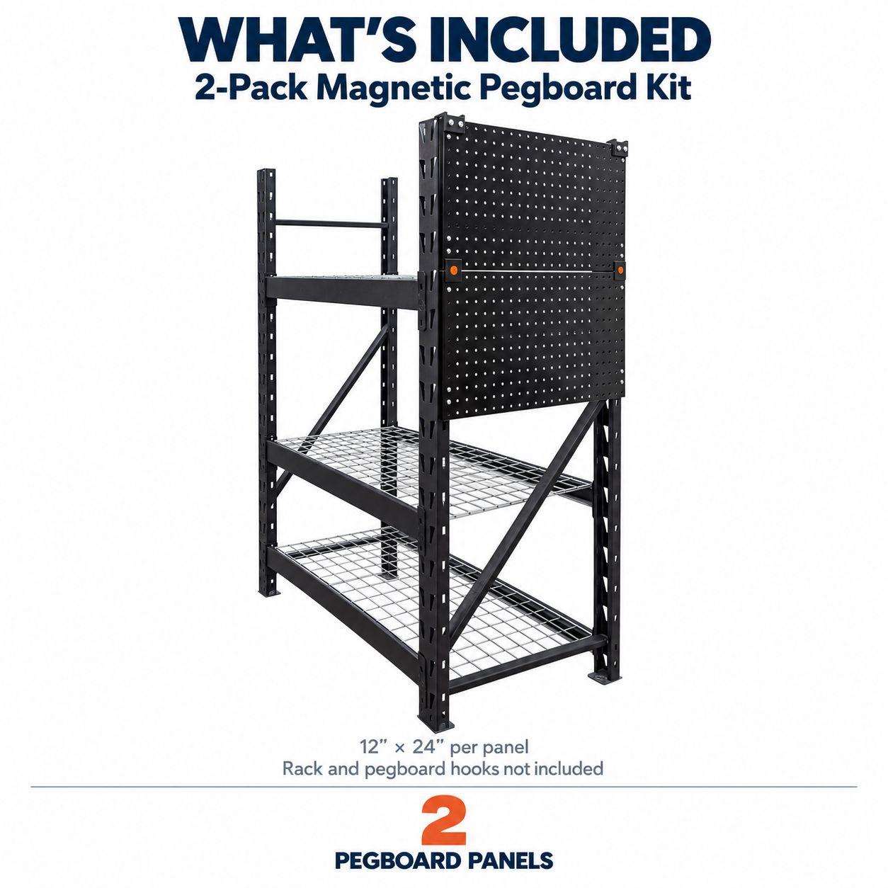Pegboard Panel Kit for Boltless Shelving – 2 Pack 24" x 12"