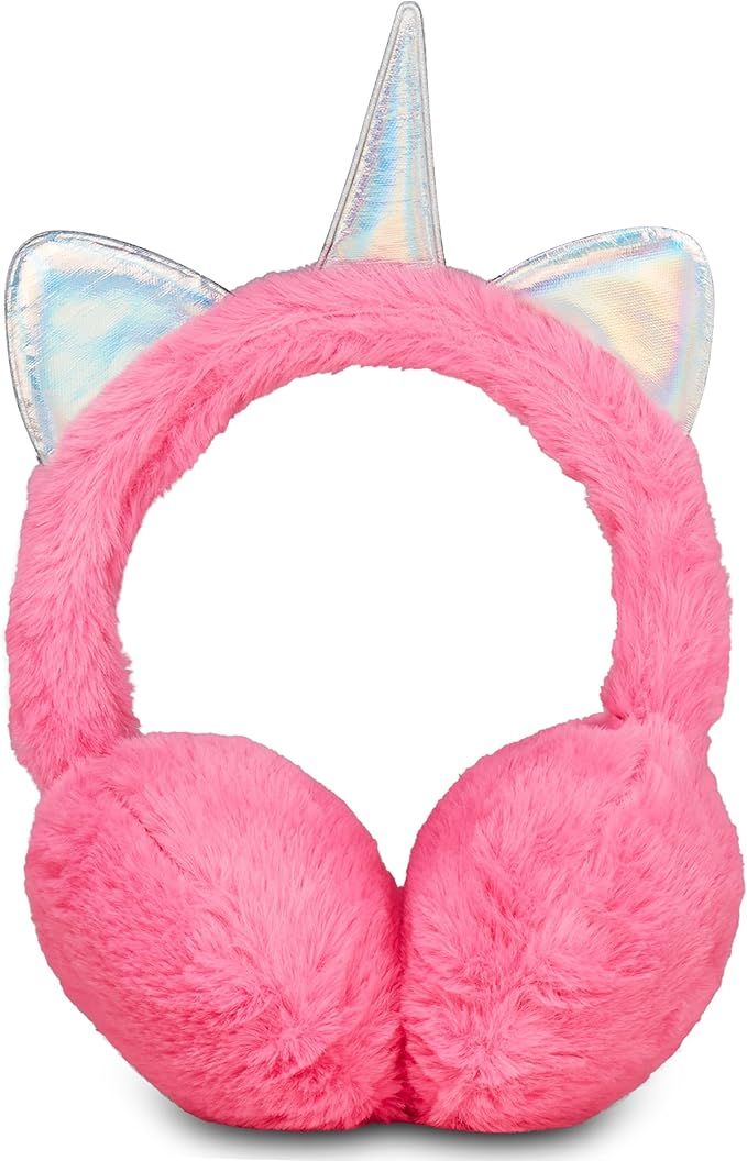 SJ GANG STYLE JAM GANG Paraorecchie plushy, bambina, Unicorno con dettagli irdidescenti, pelliccia ecologica, idea regalo