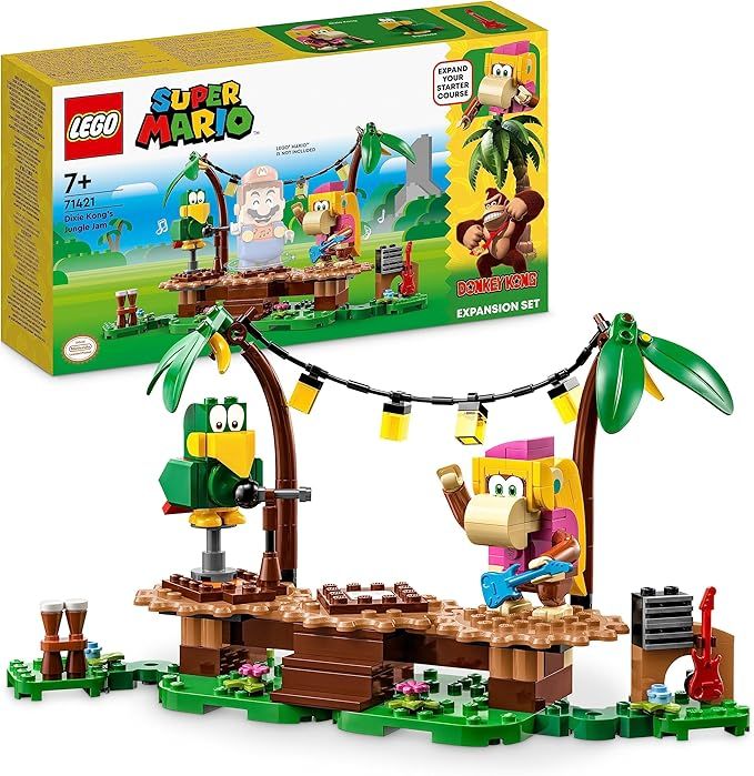 LEGO Super Mario Pack di Espansione Concerto nella Giungla di Dixie Kong con le Figure di Dixie Kong e Pagal il Pappagallo, Giocattolo Costruibile da Abbinare a Uno Starter Pack, Idee Regalo 71421