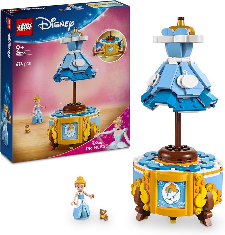 LEGO | Disney Princess Abito di Cenerentola - Giochi Fantasy per Bambine e Bambini da 9 Anni con Espositore Personalizzabile, Mini Bambolina e Personaggio di Gus - Idea Regalo Creativa - 43266