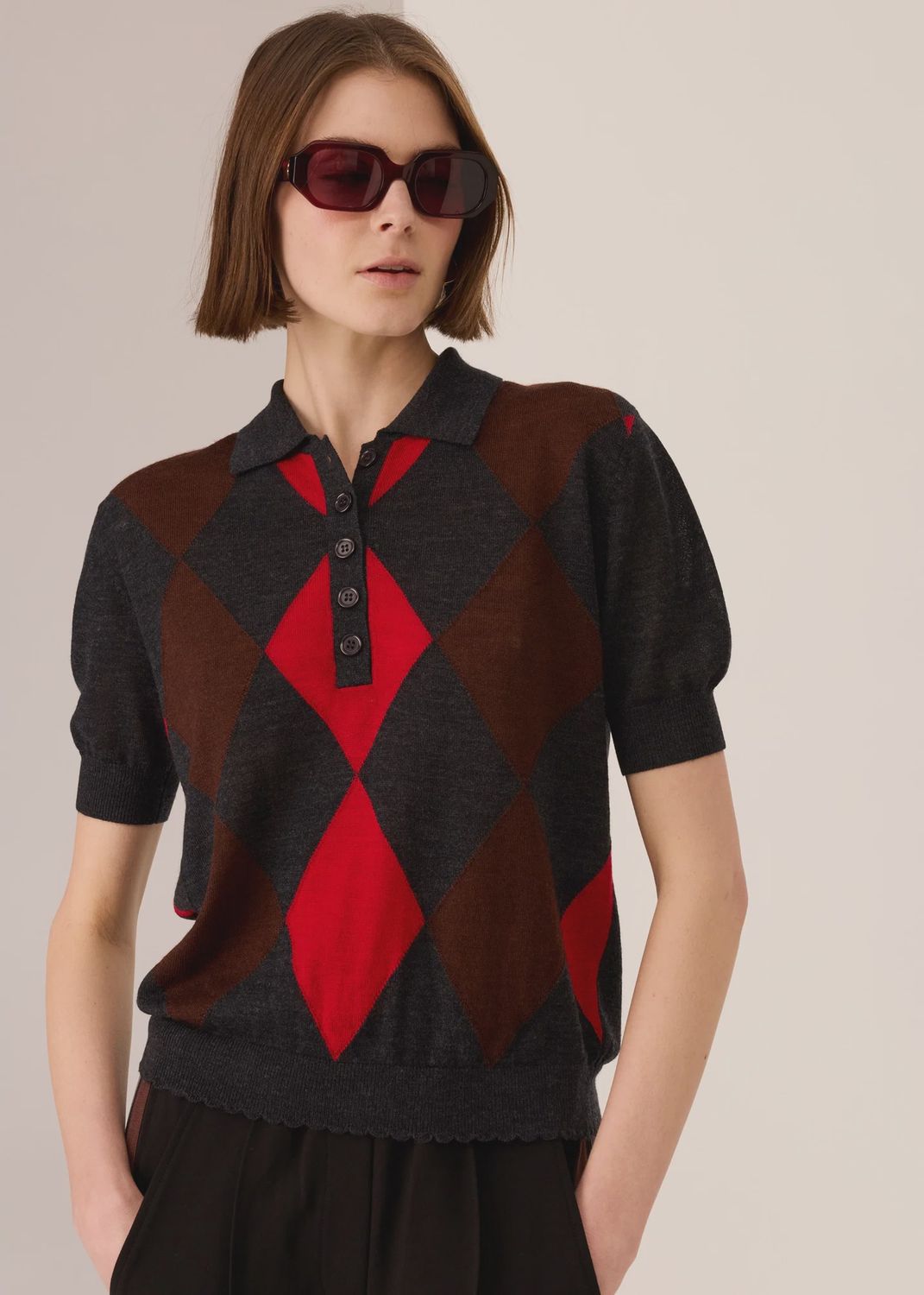 Meira Argyle Knit Tee