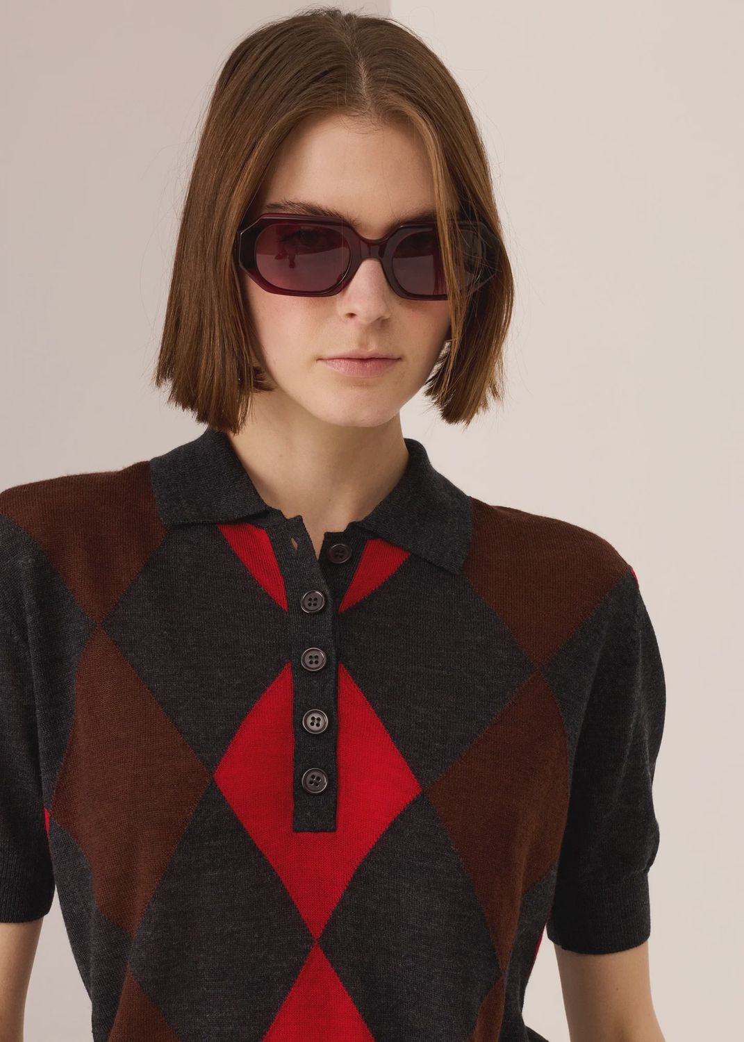 Meira Argyle Knit Tee