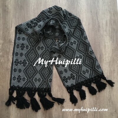 Rebozo de telar negro - gris