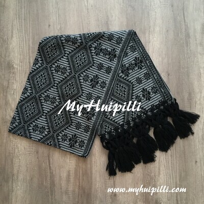 Rebozo de telar negro - gris