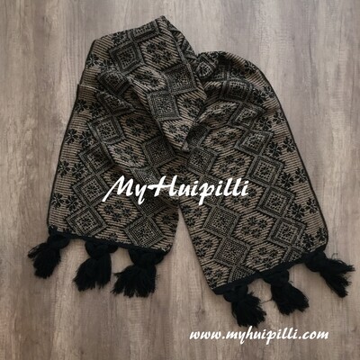 Rebozo de telar negro - café