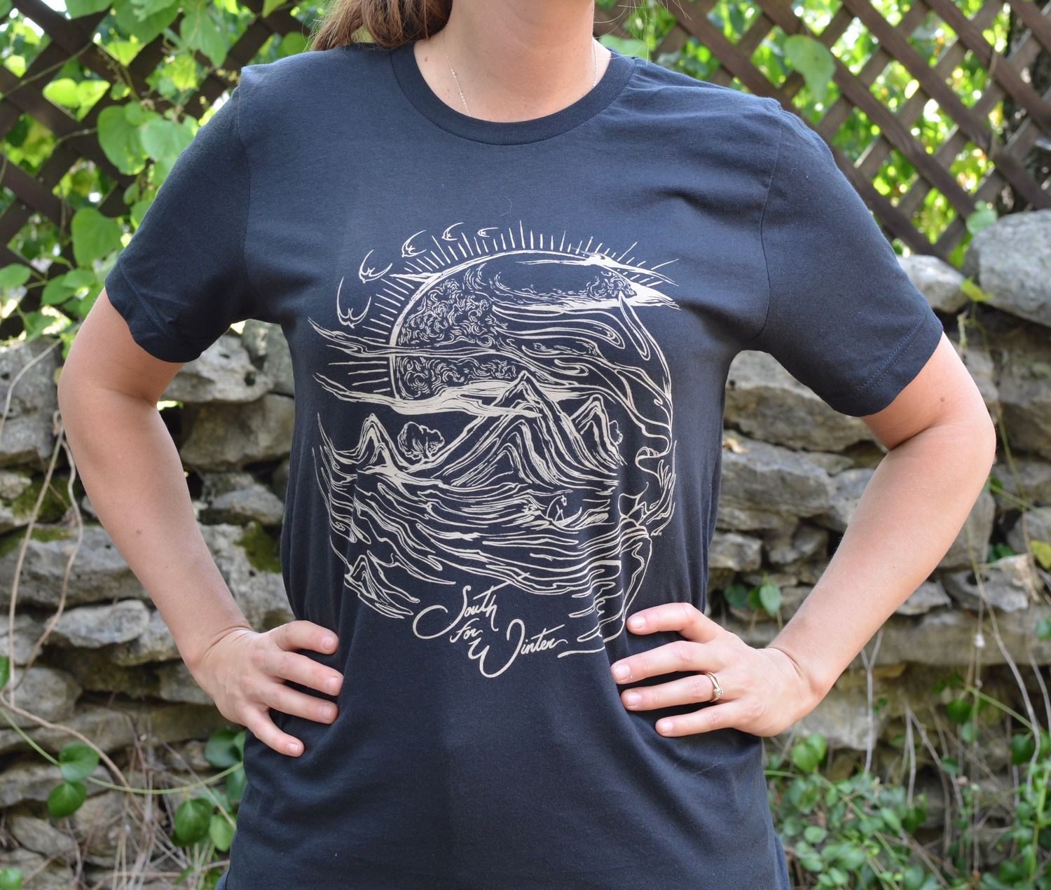 Vintage Black &quot;Of Sea and Sky&quot; T-Shirt