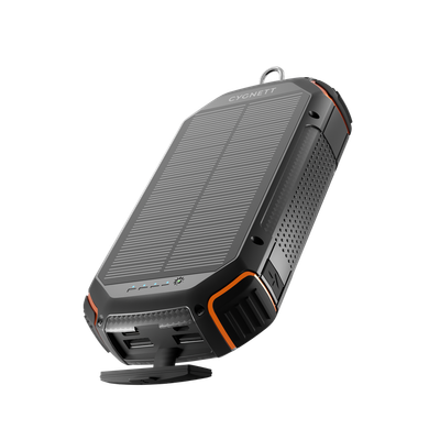 Portable solar powered battery pack