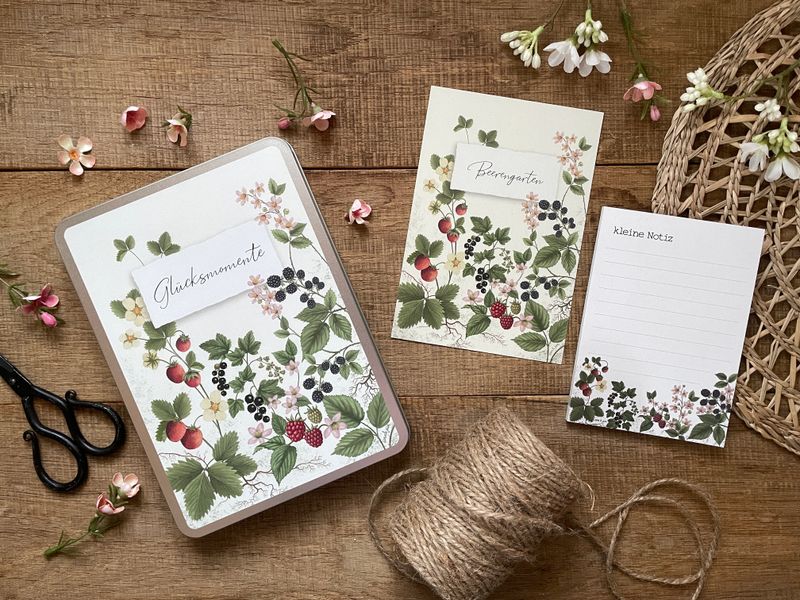 Geschenkset "Emma": Postkarte + Notizblock mit Aufbewahrungsbox