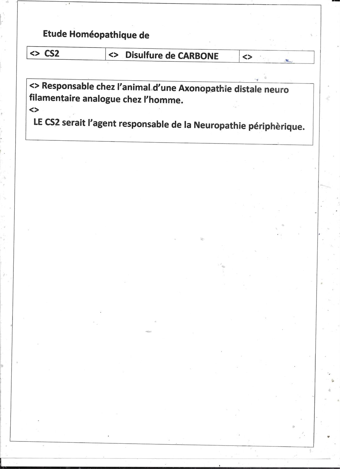 CS2 | Disulfure de carbone | Neuropathie périphérique