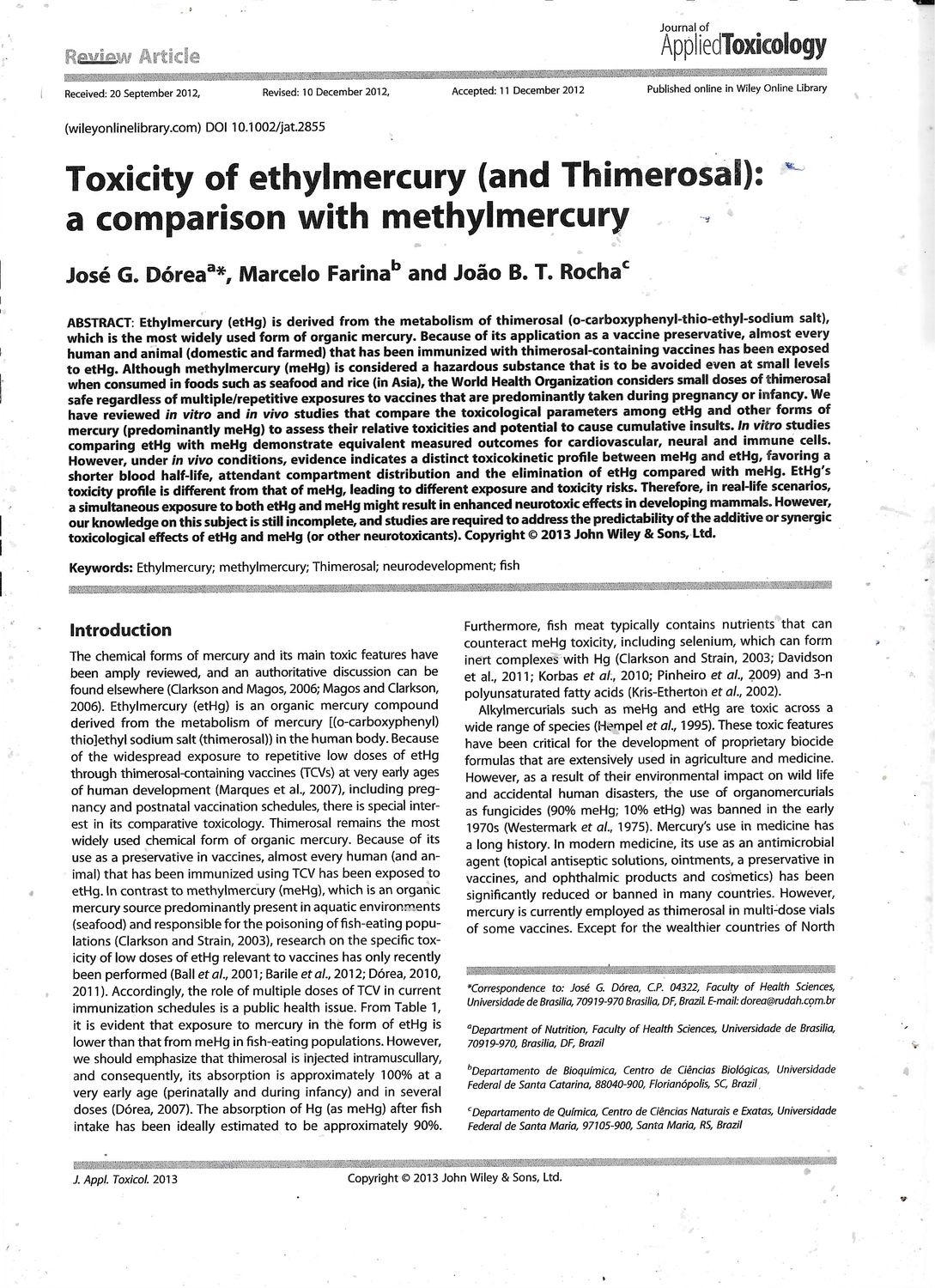 Ethyl mercure | Agent conservateur | Vaccins | Toxicité | Reins