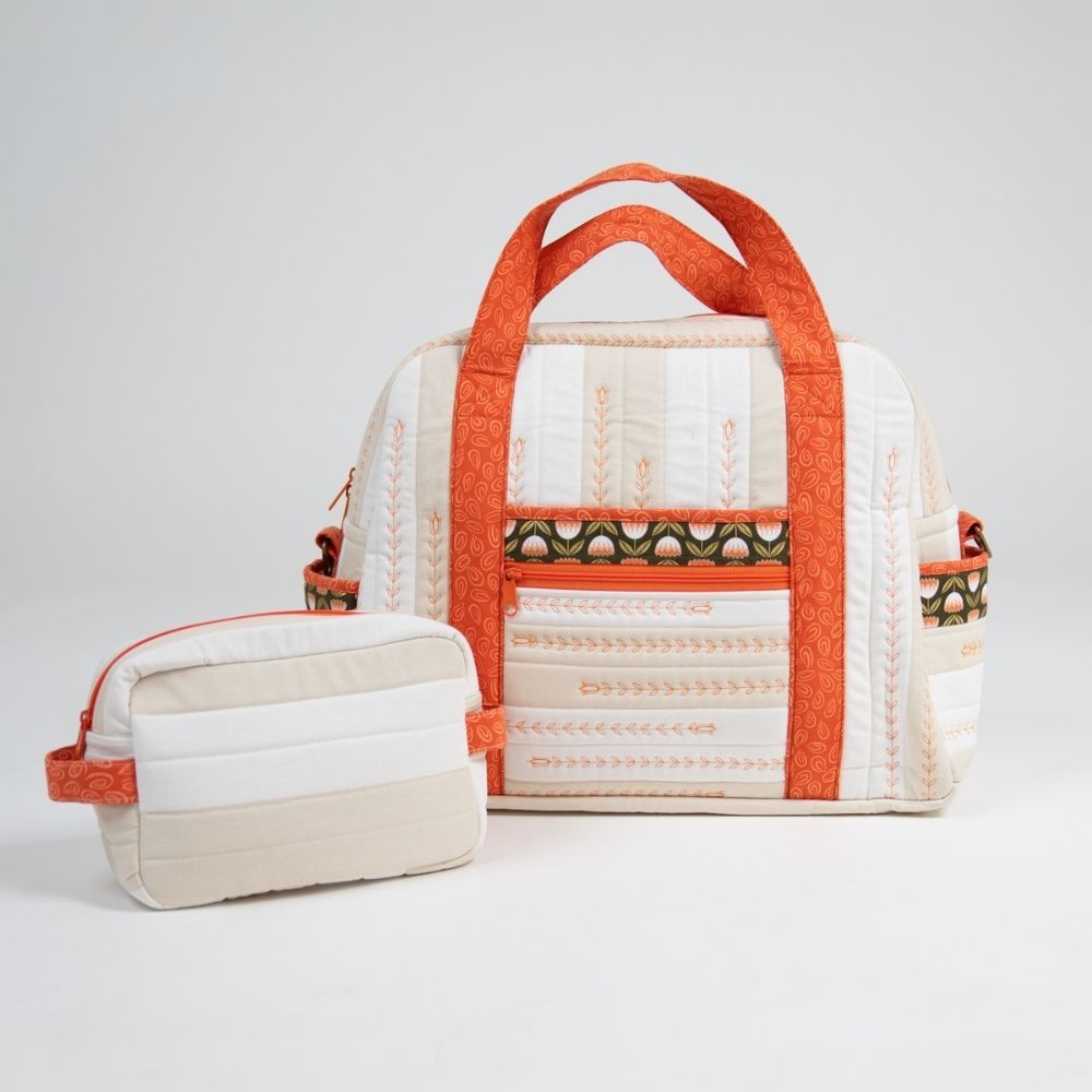 Baby Diaper Bag with Pouch/ Orange Tulips