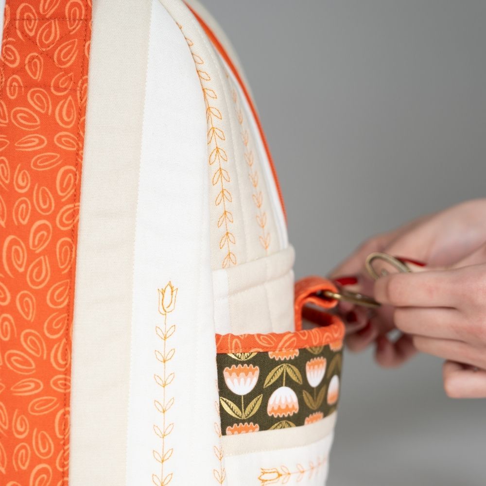 Baby Diaper Bag with Pouch/ Orange Tulips