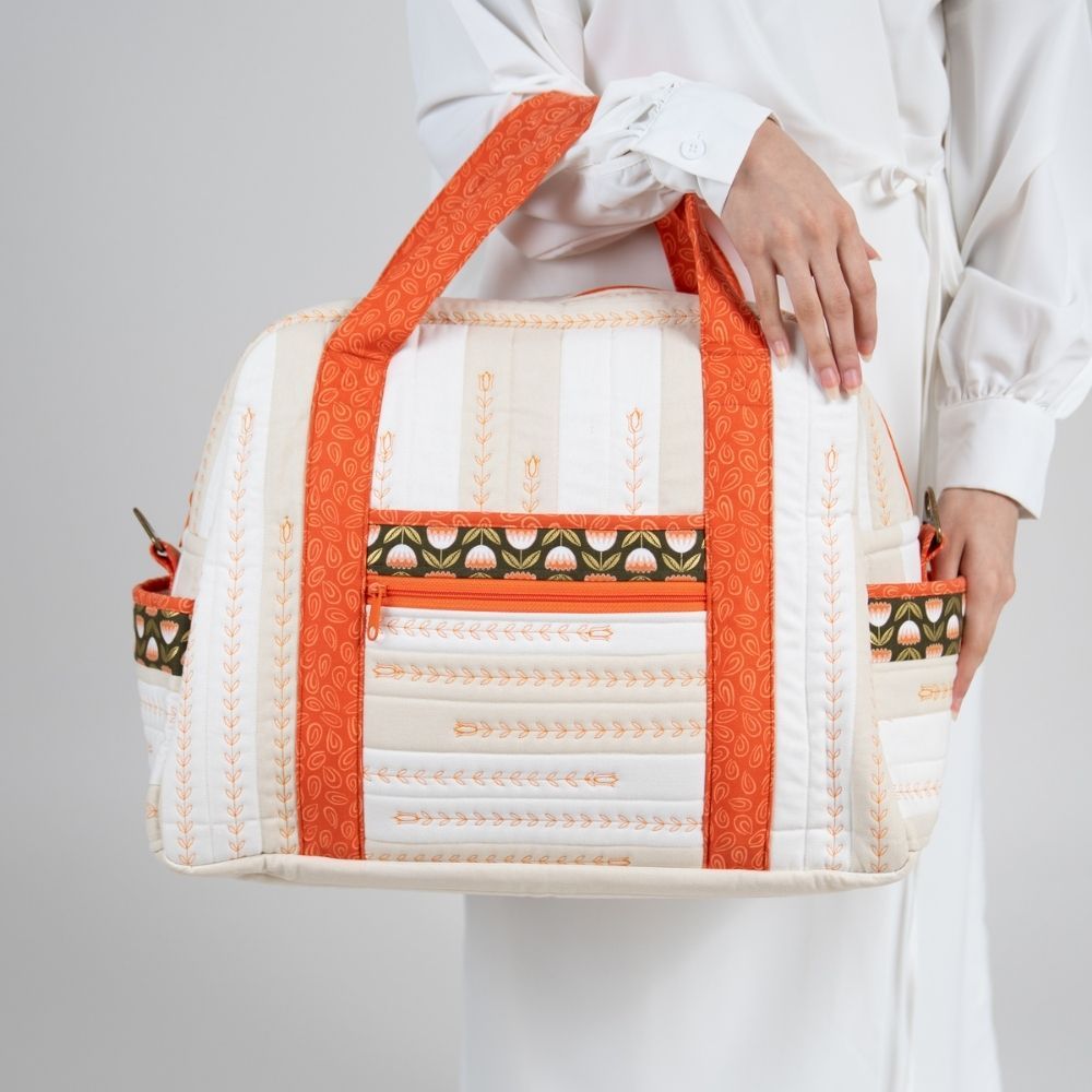 Baby Diaper Bag with Pouch/ Orange Tulips