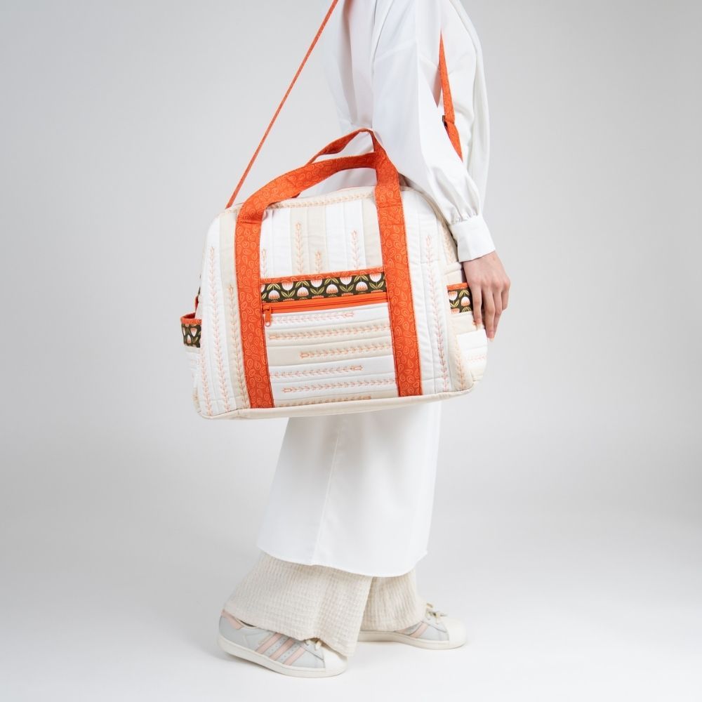 Baby Diaper Bag with Pouch/ Orange Tulips