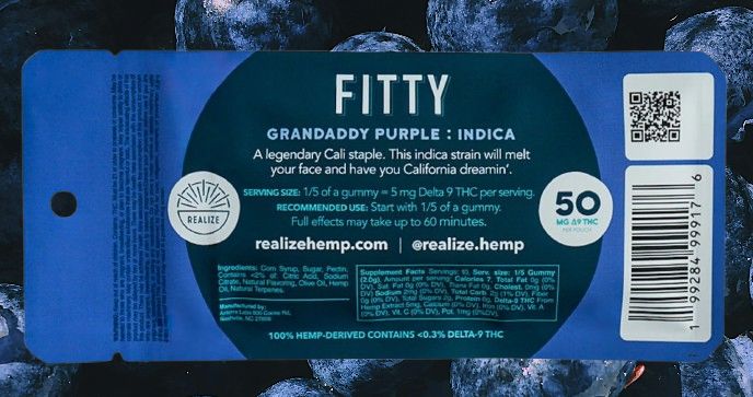 Fitty - Grandaddy Purple, Blueberry Gummies. 50mg