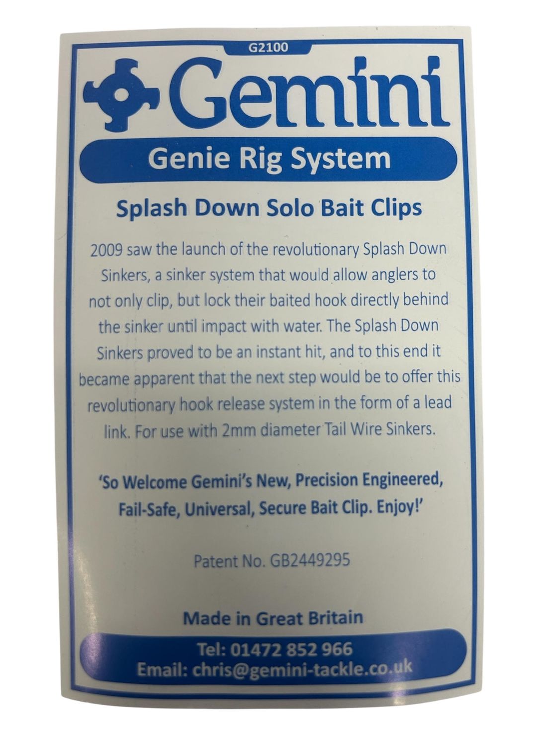 GEMINI GENIE SPLASH DOWN SOLO BAIT CLIPS