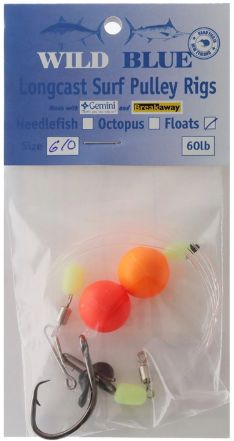 WILD BLUE LONGCAST RIG W FLOAT RED/ORG #23