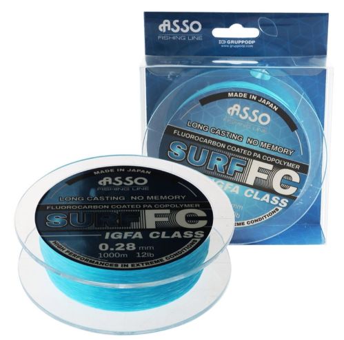 ASSO SURF FLUOROCARBON 1000M SPOOL, WEIGHT: 12LB