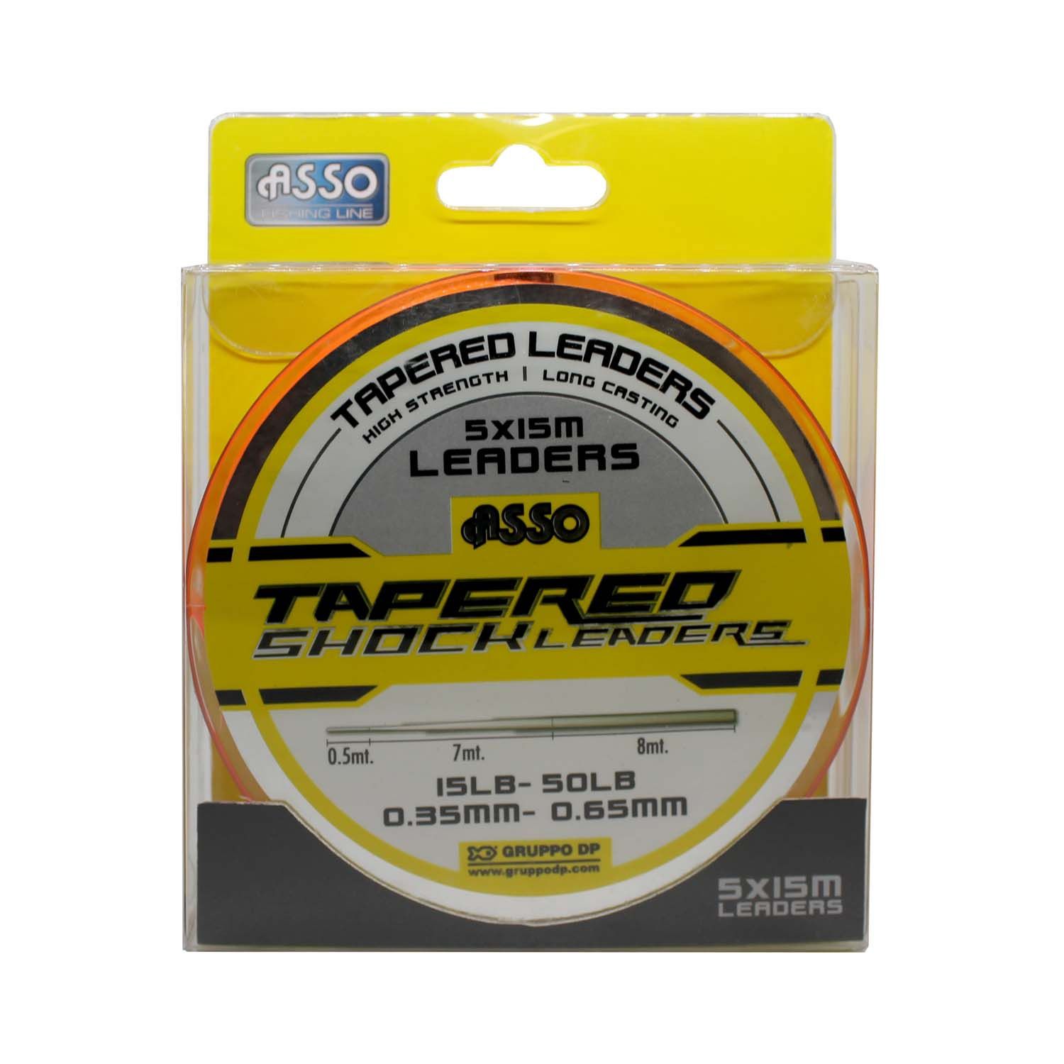 ASSO TAPERED SHOCK LEADER, COLOUR: ORANGE, SIZE: 15-50LB