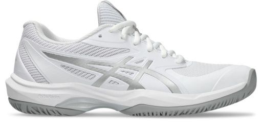 ASICS GEL GAME 9 NETBALL SHOES, COLOUR: WHITE/PURE SILVER, SIZE: 6