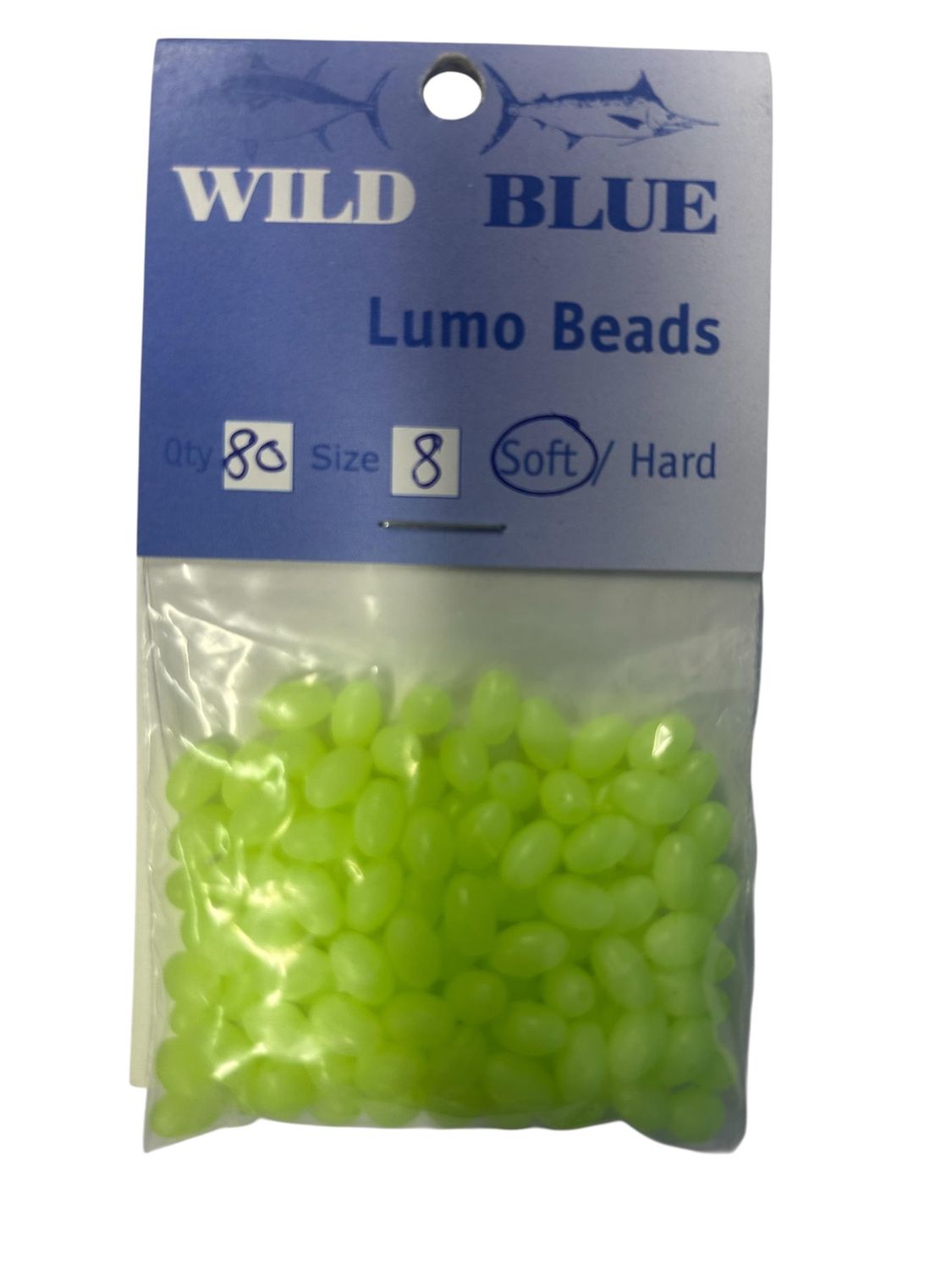 WILD BLUE SOFT LUMO BEADS SIZE 8 (80PK)