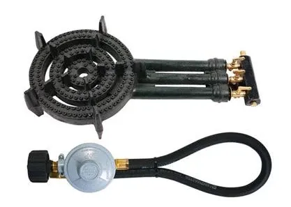CAMPMASTER 270MM TREBLE CAST IRON GAS RING BURNER WITH REG