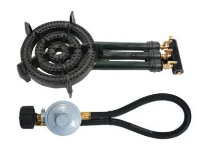 CAMPMASTER 270MM TREBLE CAST IRON GAS RING BURNER WITH REG