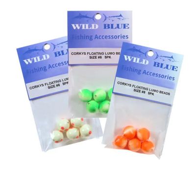 WILD BLUE CORKYS FLOATING LUMO BEADS #8 (5PK)