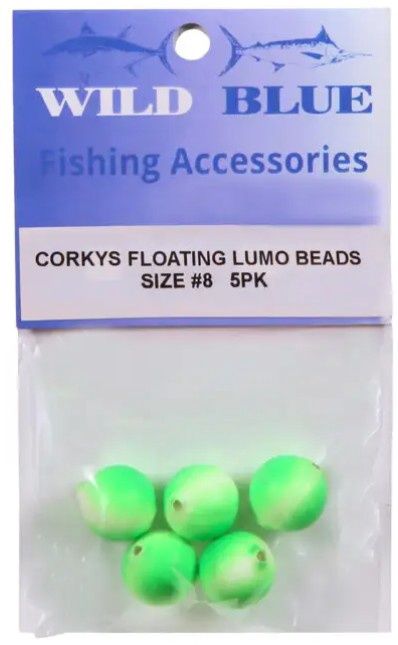 WILD BLUE CORKYS FLOATING LUMO BEADS #8 (5PK)