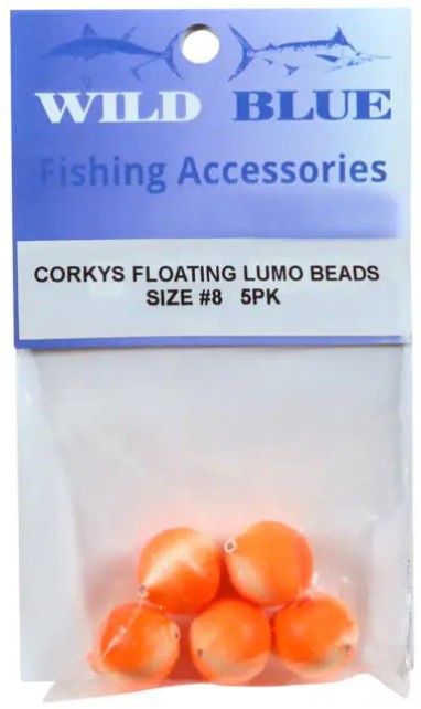 WILD BLUE CORKYS FLOATING LUMO BEADS #8 (5PK)